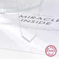 Sterling Silver White Gold Plated Simple Style Shiny V Shape Inlay Zircon Necklace main image 4
