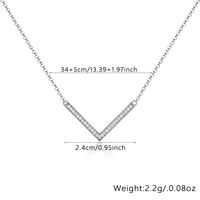 Sterling Silver White Gold Plated Simple Style Shiny V Shape Inlay Zircon Necklace main image 2