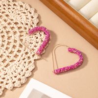 1 Pair Romantic Sweet Heart Shape Alloy Plastic 14K Gold Plated Hoop Earrings sku image 2