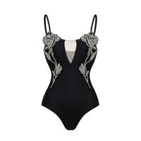 Femmes Glamour Luxueux Romantique Fleur Strass Appliques Une Seule Pièce Maillots De Bain sku image 4