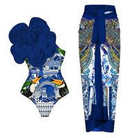 Women's Elegant Lady Printing Solid Color 2 Pieces Set One Piece Swimwear main image 2