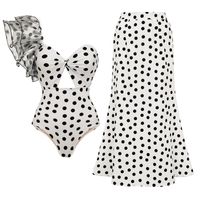 Women's Retro Vacation French Style Polka Dots Flowers Hollow Out One Piece Swimwear main image 3