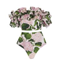 Femmes Feuille Lotus Ensemble 2 Pièces Bikinis Maillots De Bain sku image 10