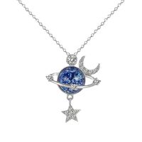 Sterling Silver Simple Style Star Moon Plating Pendant Necklace main image 5
