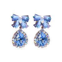 1 Pair Luxurious Sweet Water Droplets Bow Knot Plating Inlay Copper Artificial Crystal Rhinestones Drop Earrings main image 4