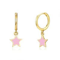 Simple Style Star Copper Enamel Drop Earrings 1 Pair sku image 6