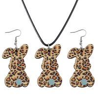 Retro Rabbit Wood Women's Earrings Necklace main image 5