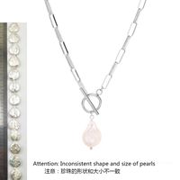 Elegant Water Droplets Stainless Steel Freshwater Pearl Toggle Pendant Necklace sku image 4
