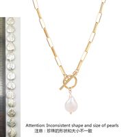 Elegant Water Droplets Stainless Steel Freshwater Pearl Toggle Pendant Necklace sku image 10