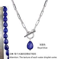 Elegant Water Droplets Stainless Steel Freshwater Pearl Toggle Pendant Necklace sku image 2
