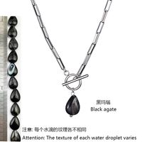 Elegant Water Droplets Stainless Steel Freshwater Pearl Toggle Pendant Necklace sku image 1
