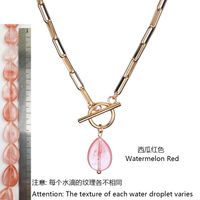 Elegant Water Droplets Stainless Steel Freshwater Pearl Toggle Pendant Necklace sku image 8