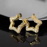 1 Pair Simple Style Star Plating Inlay Copper Zircon White Gold Plated Gold Plated Ear Studs main image 1
