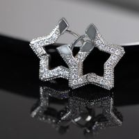 1 Pair Simple Style Star Plating Inlay Copper Zircon White Gold Plated Gold Plated Ear Studs main image 4