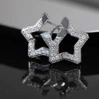 1 Paire Style Simple Star Placage Incruster Le Cuivre Zircon Or Blanc Plaqué Plaqué Or Boucles D'Oreilles main image 4