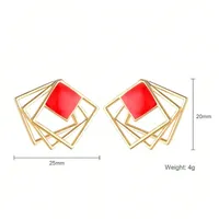 1 Pair Simple Style Square Enamel Plating Alloy Ear Studs main image 2