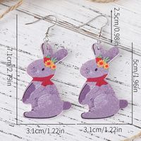 1 Paire Mignon Rétro Lapin Faux Cuir Boucles D'oreilles main image 2