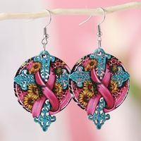 1 Pair Retro Cross Flower Wood Drop Earrings main image 6