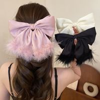 Women's Simple Style Bow Knot Alloy Cloth Feather Hair Clip main image 1