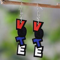 1 Pair Retro Letter Wood Drop Earrings main image 7