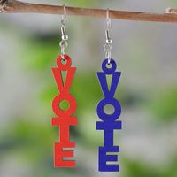 1 Pair Retro Letter Wood Drop Earrings sku image 4