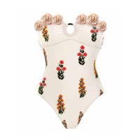 Women's Sexy Solid Color Flower 1 Piece One Piece Swimwear sku image 2