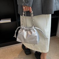 Women's Small Pu Leather Solid Color Elegant Magnetic Buckle Bucket Bag main image 5