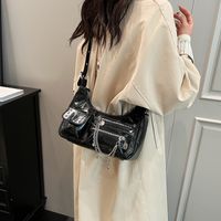 Femmes Petit Faux Cuir Couleur Unie Style Classique Fermeture Éclair Sac Sous Les Bras main image 4