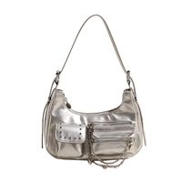 Femmes Petit Faux Cuir Couleur Unie Style Classique Fermeture Éclair Sac Sous Les Bras main image 5