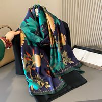 Women's Classic Style Color Block Satin Printing And Dyeing Flowers Silk Scarf main image 2