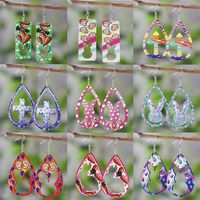 1 Pair Retro Rabbit Cross Water Droplets Hollow Out Wood Drop Earrings main image 1