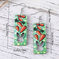 1 Pair Retro Rabbit Cross Water Droplets Hollow Out Wood Drop Earrings main image 2