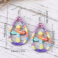 1 Pair Retro Rabbit Cross Water Droplets Hollow Out Wood Drop Earrings main image 3