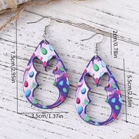 1 Pair Retro Rabbit Cross Water Droplets Hollow Out Wood Drop Earrings main image 5