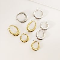 1 Pair Simple Style U Shape 304 Stainless Steel Gold Plated Earrings main image 1