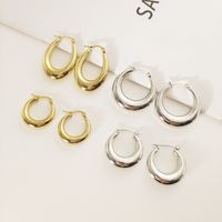 1 Pair Simple Style U Shape 304 Stainless Steel Gold Plated Earrings main image 6