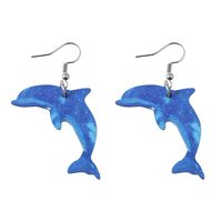 1 Pair Retro Dolphin Wood Drop Earrings main image 5