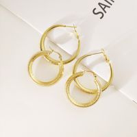 1 Pair Simple Style Round 304 Stainless Steel Gold Plated Earrings main image 4
