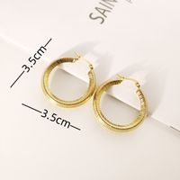 1 Pair Simple Style Round 304 Stainless Steel Gold Plated Earrings main image 2