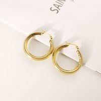 1 Pair Simple Style Round 304 Stainless Steel Gold Plated Earrings main image 5