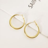 1 Pair Simple Style Round 304 Stainless Steel Gold Plated Earrings main image 6