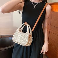 Women's Medium Straw Solid Color Beach String Straw Bag main image 5