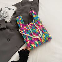Women's Medium Knit Color Block Elegant Open Handbag sku image 1