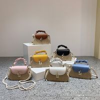 Women's Medium Straw Solid Color Vintage Style Cloud Shape Lock Clasp Straw Bag main image 3