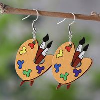 1 Pair Retro Book Cartoon Car Wood Drop Earrings sku image 5