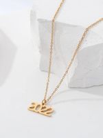 Stainless Steel 18K Gold Plated IG Style Simple Style Plating Letter Number Enamel Pendant Necklace sku image 1