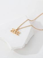 Stainless Steel 18K Gold Plated IG Style Simple Style Plating Letter Number Enamel Pendant Necklace main image 6