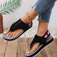 Women's Roman Style Stripe Round Toe Roman Sandals main image 6