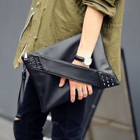 Men's Pu Leather Solid Color Basic Zipper Envelope Bag Clutch Bag main image video