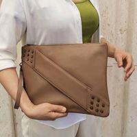 Men's Pu Leather Solid Color Basic Zipper Envelope Bag Clutch Bag sku image 3
